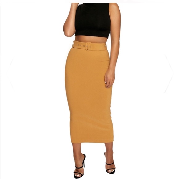 NWT NAKED WARDROBE HIGH RISE BODYCON MIDI SKIRT M - Picture 7 of 13